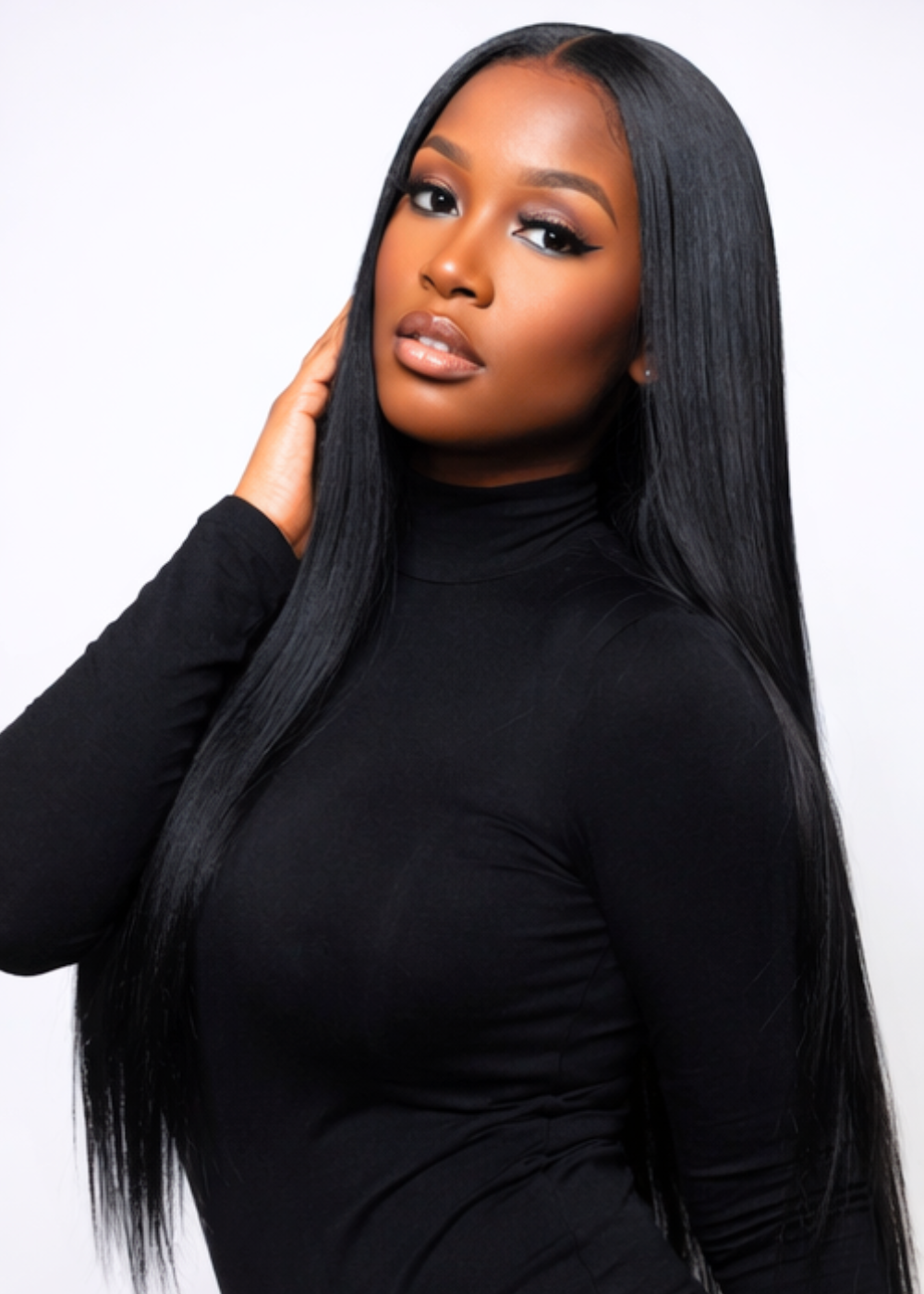 5x5 Lace Closure Wig Straight Human Hair Black Middle Part